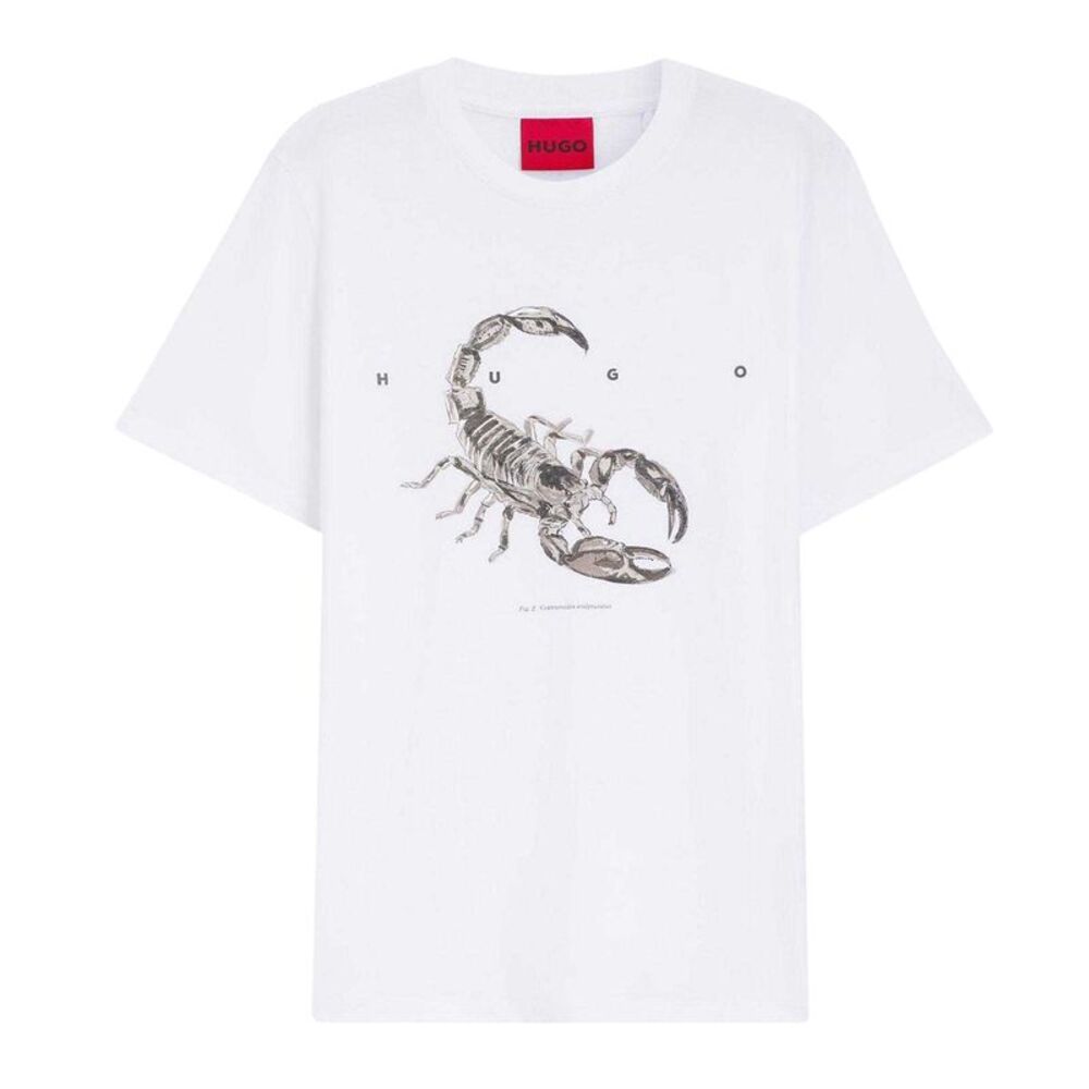 Hugo Mens Scorpio Cotton Jersey Logo T-Shirt / White